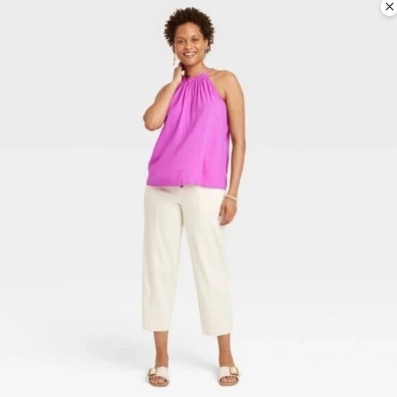 NWT Knox Rose Magenta High-Neck Textured Tank, Size L - Picture 3 of 9